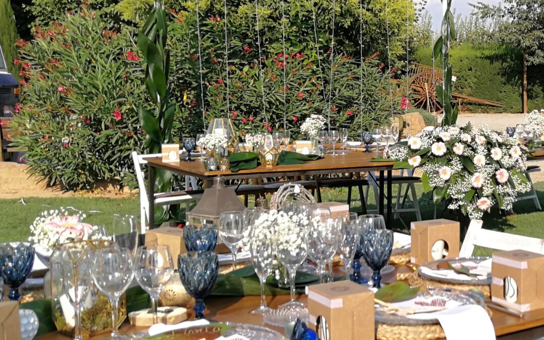 boda exterior en azul