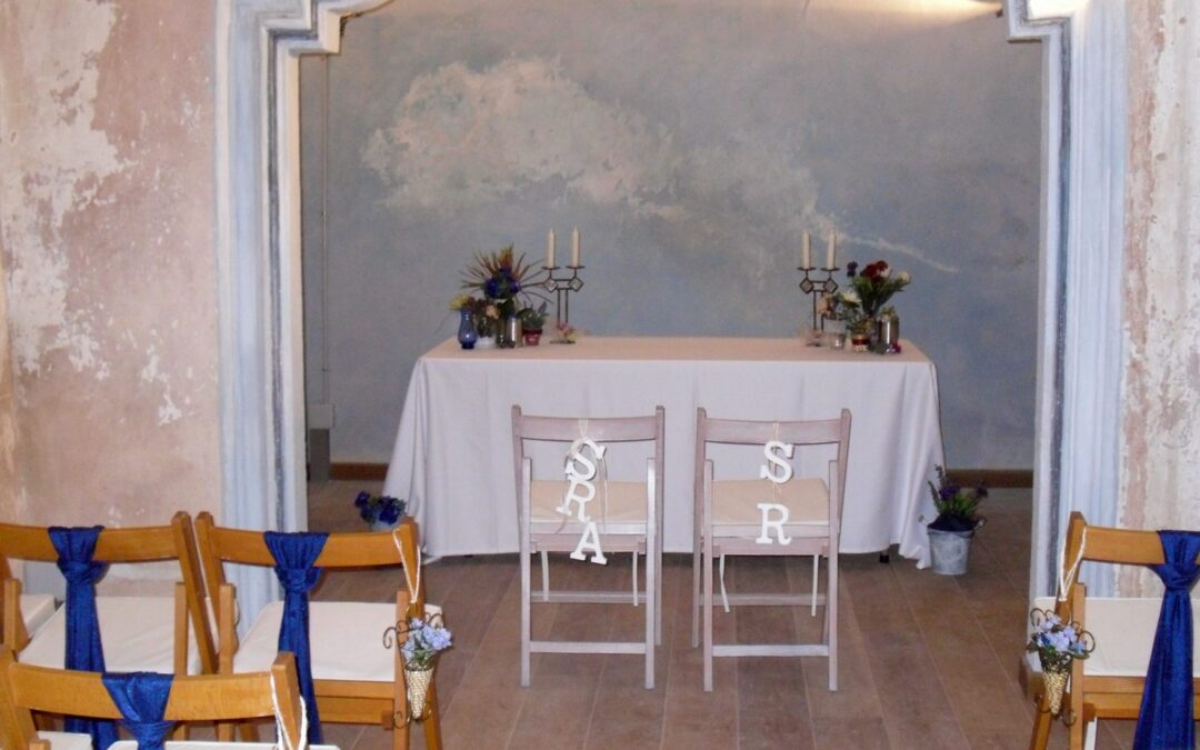 boda civil en azul